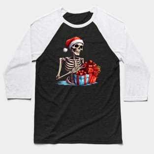 skeleton Santa Claus Baseball T-Shirt